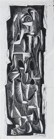 Avgust Cernigoj Trieste 1898-Sesana 1985 "Composizione" cm. 58x23 - incisione...