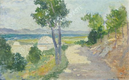 Mario Lannes Trieste 1900-1983 "Giornata di sole" cm. 31x50 - olio su...