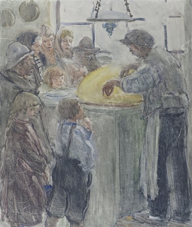 Tullio Silvestri Venezia 1880-Trieste 1963 "Panificatore" cm. 52x44 - monotipo