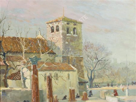 Ferdinando Noulian Trieste 1891-1984 "Giornata di sole a San Giusto" cm. 3444...