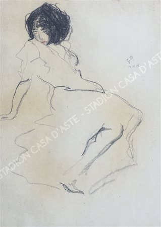 Gino Parin Trieste 1876 Dachau 1944 "Modella" cm. 42x30 - carboncino su carta...