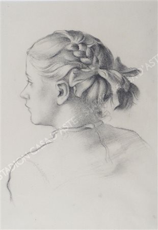 Carlo Sbisà Trieste 1899-1964 "Volto di giovane" cm. 50x30 - carboncino su carta