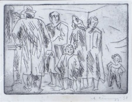 Avgust Cernigoj Trieste 1898-Sesana 1985 "Figure" cm. 12x18 - incisione...