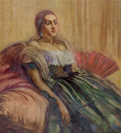 Vittorio Bergagna Trieste 1884-1965 "Modella in posa" cm. 60x50 - tecnica...