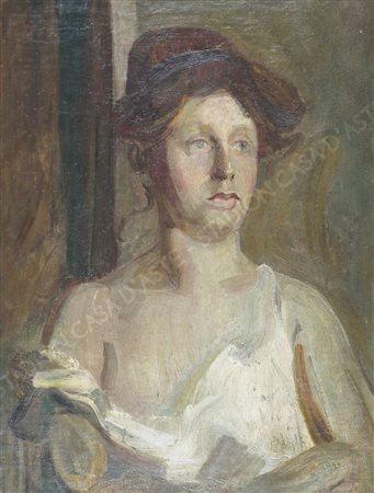 Umberto Veruda Trieste 1868-1904 "Rutratto femminile" cm. 67x50 - olio su...