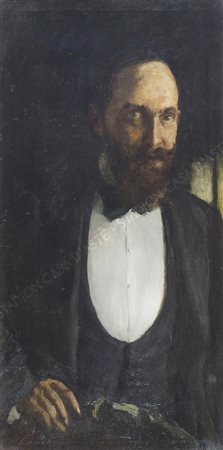 Glauco Cambon Trieste 1875-Biella 1930 "Ritratto d'uomo" cm. 100x50 - olio su...