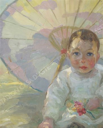 Vittorio Bergagna Trieste 1884-1965 "Bambina" cm. 48x37 - olio su cartone...