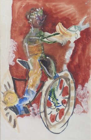 Miela Reina Trieste 1935-1972 "Bicicletta" cm. 35x22 - tecnica mista su carta...