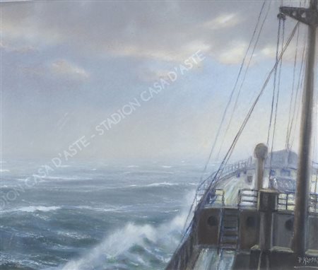 Paolo Klodic Trieste 1887-1961 "Marina" cm. 46x56 - pastelli colorati Firmato...