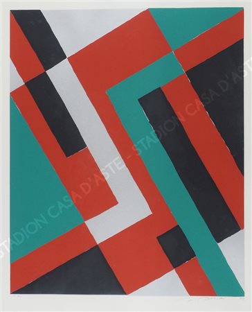 Nino Perizi Trieste 1917-1994 "Tratti a colori" cm. 80x70 - litografia a...