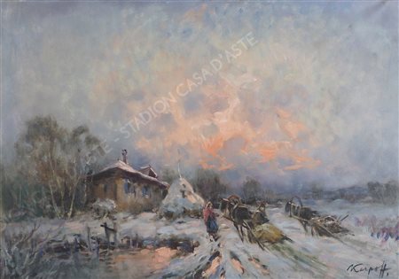Ivan Karpoff Novocerkovsk 1898-Milano 1970 "Dopo la nevicata" cm. 50x70 -...
