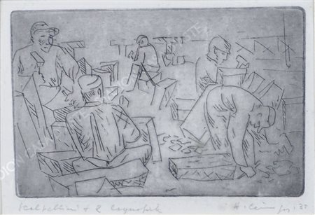 Avgust Cernigoj Trieste 1898-Sesana 1985 "Scalpellini" cm. 12x18 - incisione...