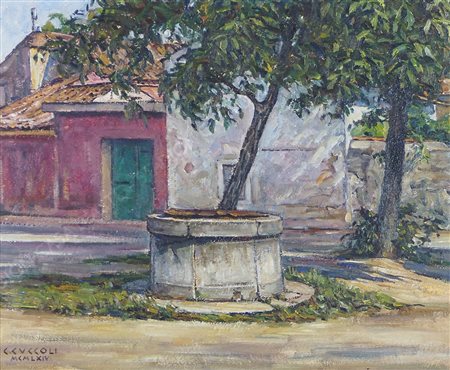 Cesare Cuccoli 1895-1978 "Pozzo carsico" cm. 40x50 - olio su cartone Firmato...