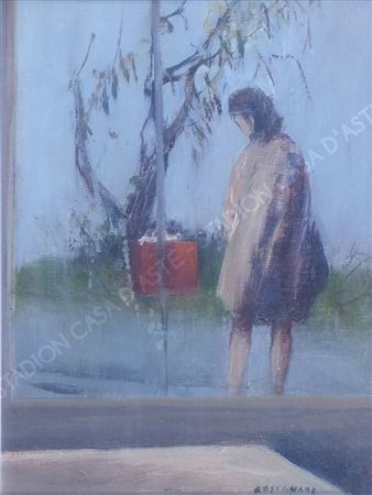 Livio Rosignano Pinguente (Pola) 1924-2015 "Passeggiata autunnale" cm. 23x17...