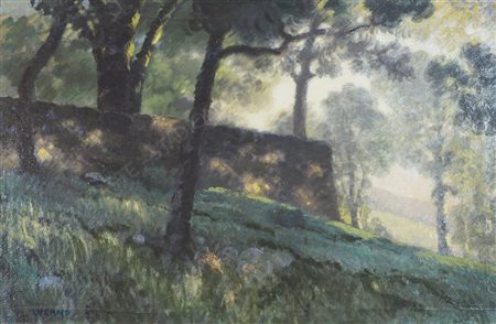 Pietro Lucano Trieste 1878-1972 "Bosco con alberi" cm. 68x102 - olio su tela...