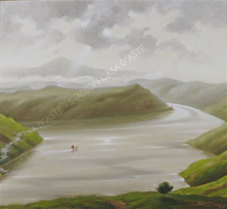 Romeo Marsi Pola 1909-Trieste1944 "Istria, canale d'Arsa" cm. 45x50 - olio su...