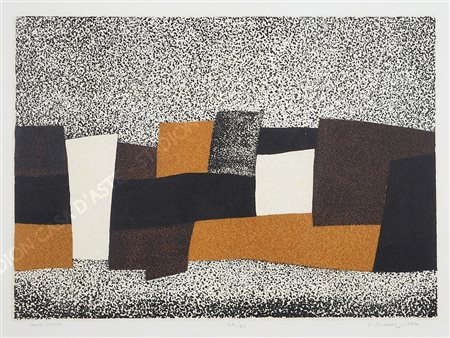 Luigi Spacal Trieste 1908-2000 "Campo carsico" cm. 50x70 - incisione a colori...