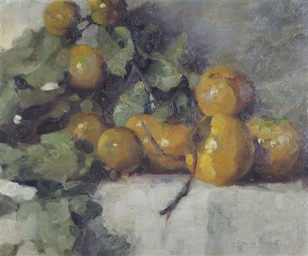 Bruno Croatto Trieste 1875-Roma 1948 "Le mele" cm. 42x50 - olio Firmato b. a d.