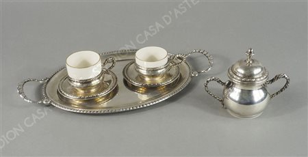 Servizio tete-a-tete in argento composto da 6 pezzi. gr. 770.