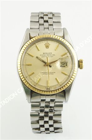 Rolex: orologio da polso Date Just in acciaio e oro giallo, quadrante dorato...