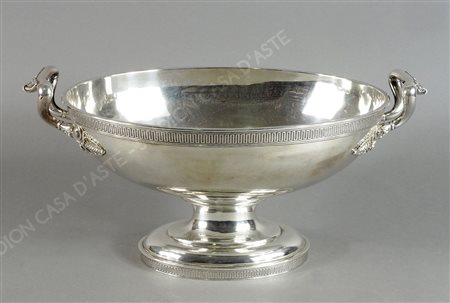 Tiffany: grande centrotavola ovale in argento 925 con decori alla greca,...