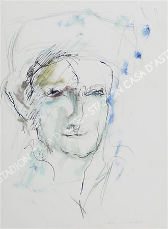 Ernesto Treccani 1920-2009 "Volto" cm. 31x24 - tecnica mista su carta Firmato...