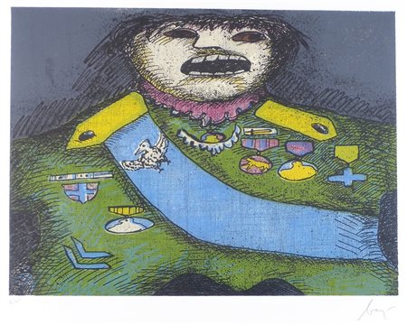 Enrico Baj Milano 1924-2003 "Personaggio" cm. 41x51 - litografia a colori...