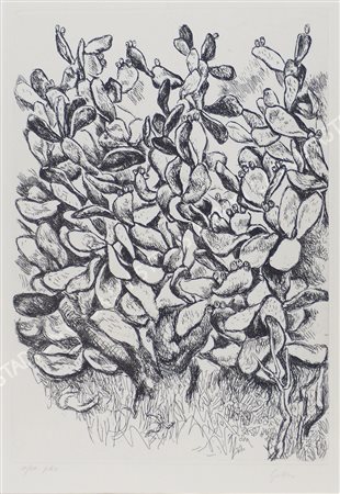 Renato Guttuso Bagheria 1912-Roma 1987 "Motivo floreale" cm. 55x38 -...