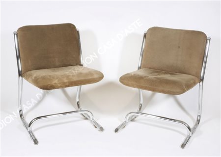 Lotto di 3 sedie in metallo cromato modello Clematis. Disegno di S. Chiappa,...