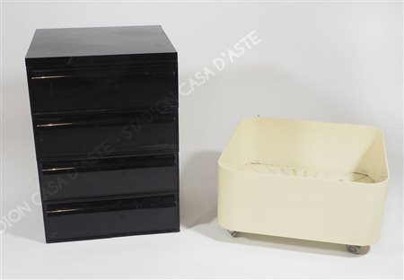 Cassettiera Kartell a 4 cassetti e portapiante. Anni '70.