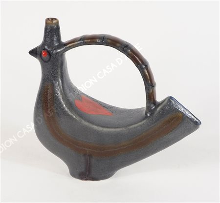 Guido Gambone 1909-1969 Brocca in ceramica decorata a smalti policromi a...