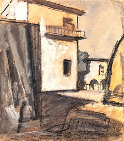 Mario Sironi (Sassari 1885-Milano 1961)  - Paesaggio con case, 1928 ca.