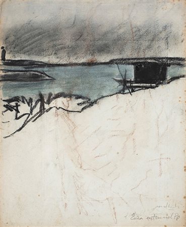 Carlo Mattioli (Modena 1911-Parma 1994)  - L'Enza entra nel Po, 1975