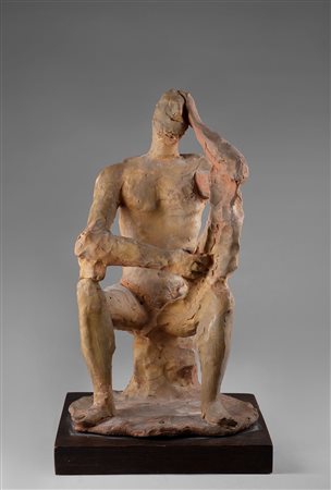 Arturo Martini (Treviso 1889-Milano 1947)  - Uomo seduto , 1943