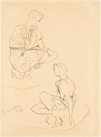 Lucio Fontana (Rosario 1899-Varese 1968)  - Studio per figura femminile, 1947