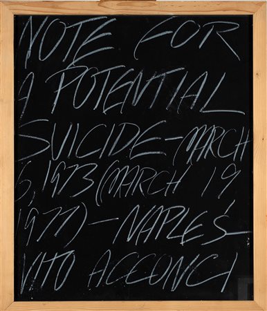 Vito Acconci (New York 1940-New York 2017)  - Note for a potential suicide, 1973