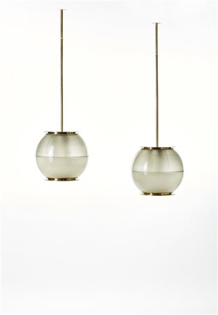 Ignazio Gardella Coppia di lampade da sospensione modello "LS4". Produzione Azuc