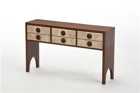 Aldo Tura Piccola consolle a sei cassetti. Lazzate, 1940. Legno di palissandro i