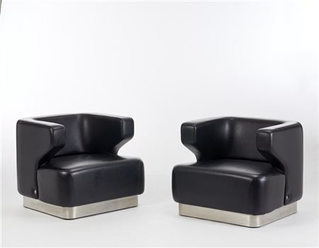 Gianni Moscatelli Coppia di rare poltrone a rotelle modello "Cheval". Produzione