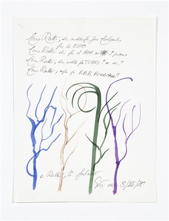 Gio Ponti Lettera autografa con disegni policromi, inviata a Giovanni Ratto, mem