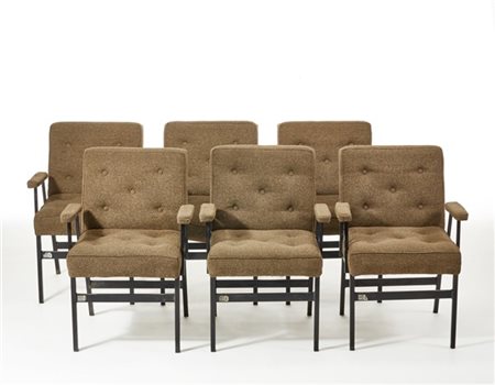 Mobili Metallici Pino Lotto di sei poltroncine imbottite. Parabiago, anni '60. S