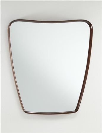 Specchio in legno di mogano massello. Italia, anni '50. (cm 90x96) (lievi difet