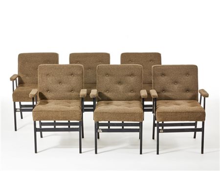 Mobili Metallici Pino Lotto di sei poltroncine imbottite. Parabiago, anni '60. S