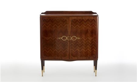 Mobile bar a due ante in legno di palissandro indiano massello e impiallacciato