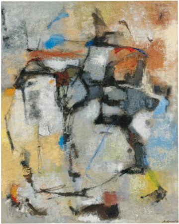GIUSEPPE SANTOMASO 1907 - 1990 TENSIONE signed and dated 58, oil on canvas...