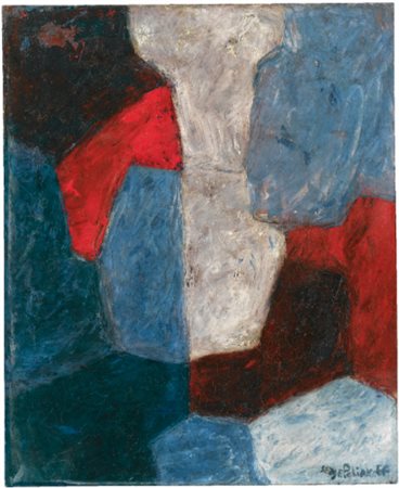 SERGE POLIAKOFF 1906 - 1969 DYPTIQUE ROUGE BLEU GRIS (VOLET DROIT) signed,...