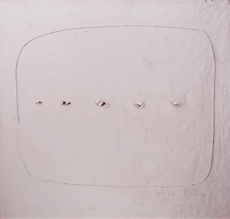 LUCIO FONTANA 1899 - 1968 CONCETTO SPAZIALE signed, holes and graffito on...