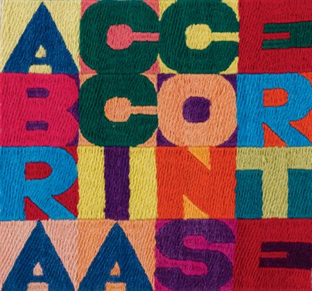 ALIGHIERO BOETTI 1940 - 1994 A BRACCIA CONSERTE tapestry. Executed in 1994...