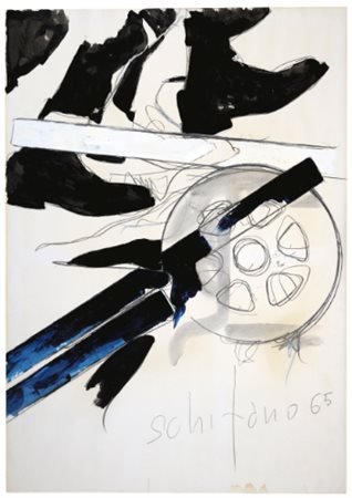 MARIO SCHIFANO 1934 - 1998 SENZA TITOLO signed and dated 65, enamel and...