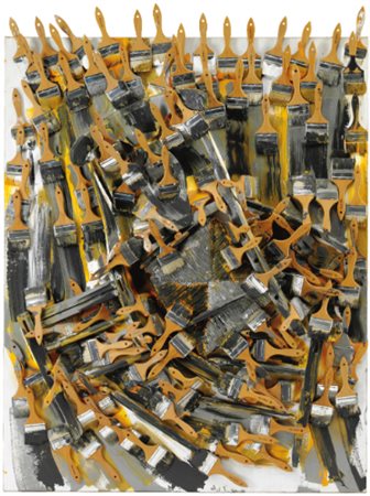 ARMAN 1928 - 2005 SENZA TITOLO signed, acrylic, paint brushes and broken...